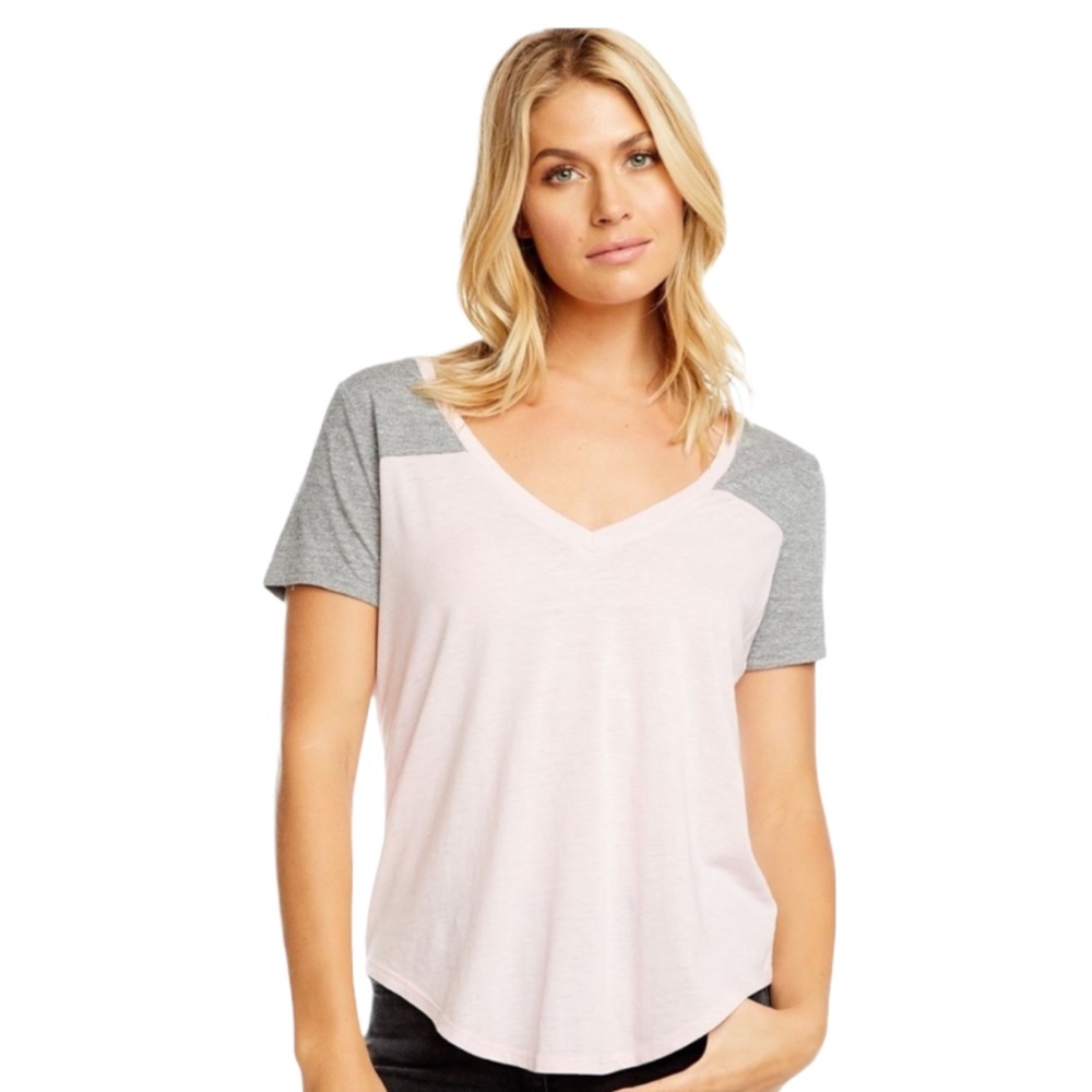 Chaser pink and grey v neck tshirt